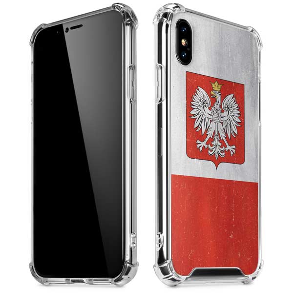 Poland Flag Distressed iPhone X/XS Clear Case