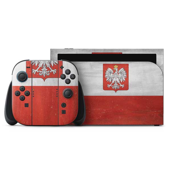 Poland Flag Distressed Nintendo Skins