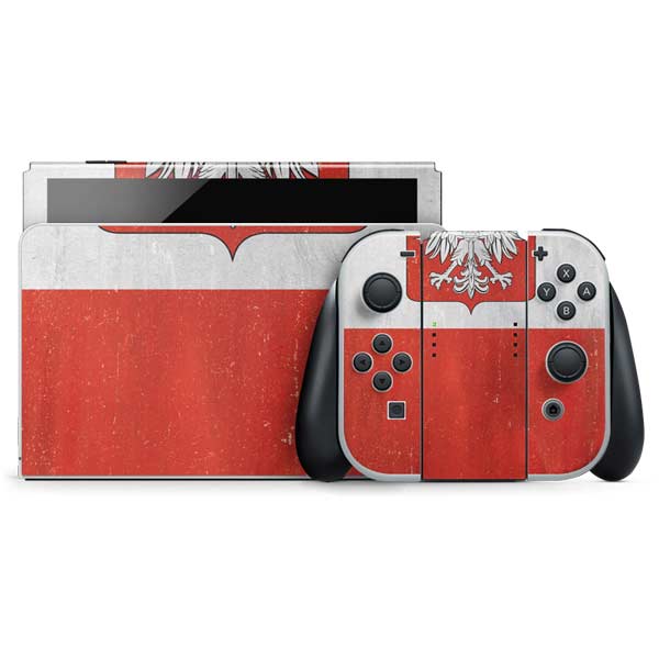 Poland Flag Distressed Nintendo Skins