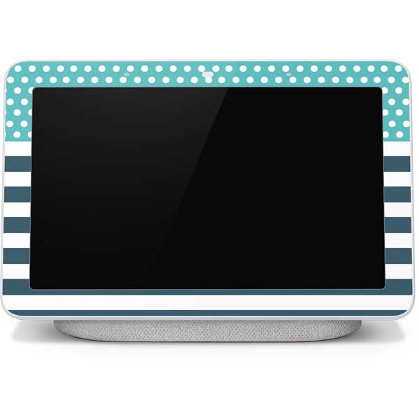 Polka Dots and Stripes Heart in Blue Google Home Hub Skin