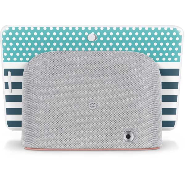 Polka Dots and Stripes Heart in Blue Google Home Hub Skin