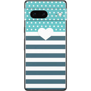 Polka Dots and Stripes Heart in Blue Pixel Skins