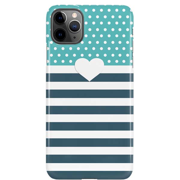 Polka Dots and Stripes Heart in Blue iPhone Cases