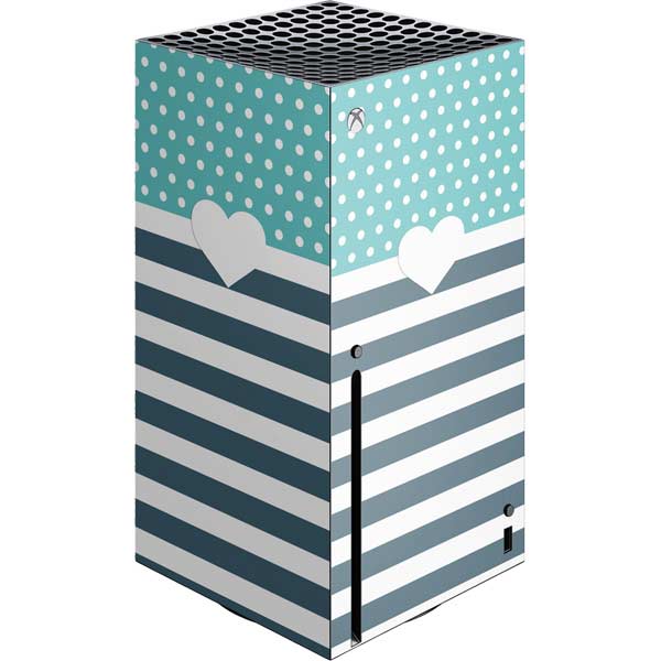 Polka Dots and Stripes Heart in Blue Xbox Series X Skins
