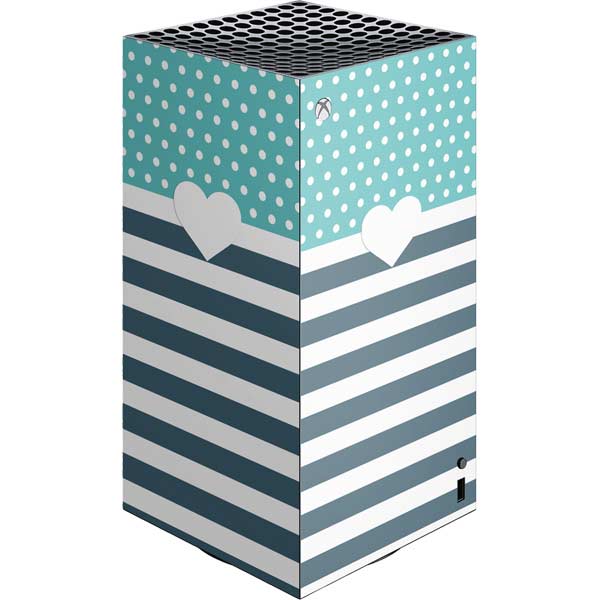 Polka Dots and Stripes Heart in Blue Xbox Series X Skins