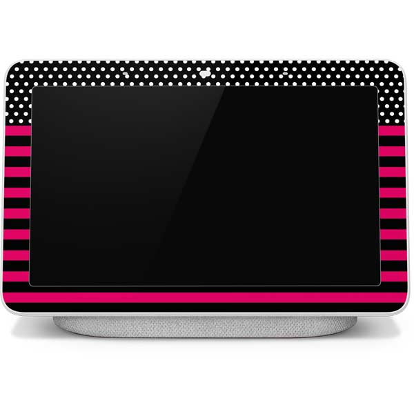Polka Dots and Stripes Heart in Pink Google Home Hub Skin