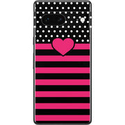 Polka Dots and Stripes Heart in Pink Pixel Skins