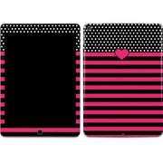 Polka Dots and Stripes Heart in Pink iPad Skins