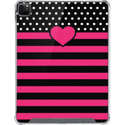 Polka Dots and Stripes Heart in Pink iPad Cases