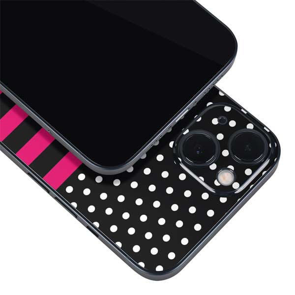 Polka Dots and Stripes Heart in Pink iPhone Skins