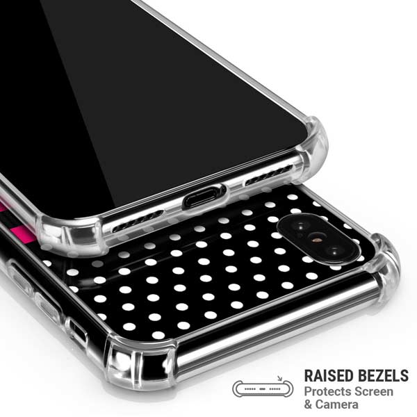 Polka Dots and Stripes Heart in Pink iPhone X/XS Clear Case