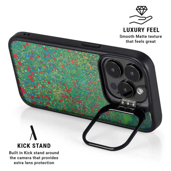 Poppy Field by Gustav Klimt iPhone 14 Pro Kickstand Case