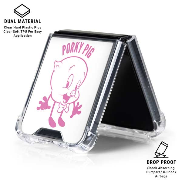 Looney Tunes Porky Pig Big Head Galaxy Z Flip7 Clear Case