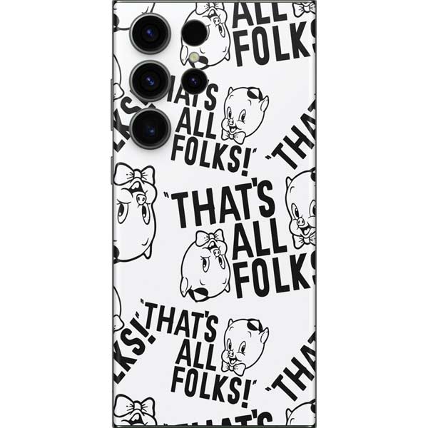 Looney Tunes Porky Pig Black and White Galaxy Skins