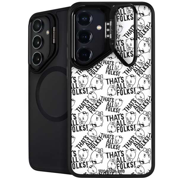 Looney Tunes Porky Pig Black and White Galaxy S26 Plus Kickstand Case