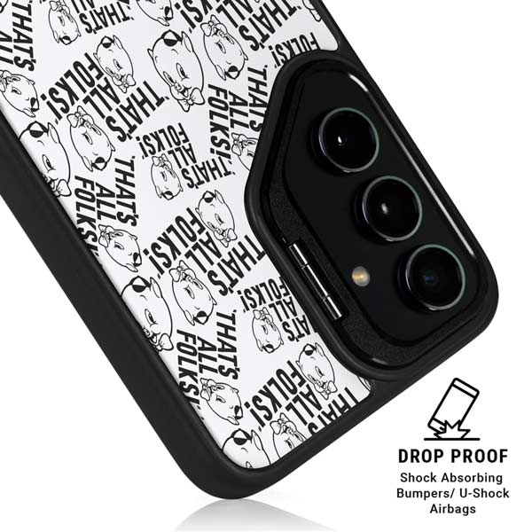 Looney Tunes Porky Pig Black and White Galaxy S26 Plus Kickstand Case