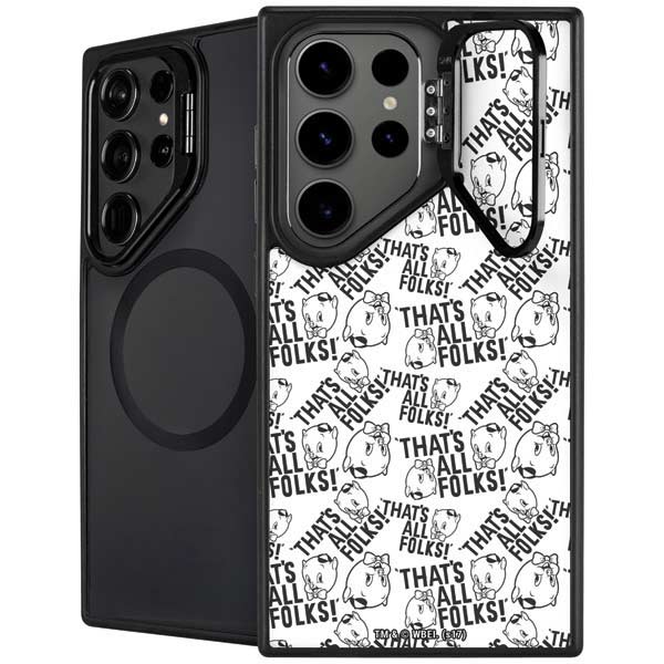 Looney Tunes Porky Pig Black and White Galaxy S26 Ultra Kickstand Case