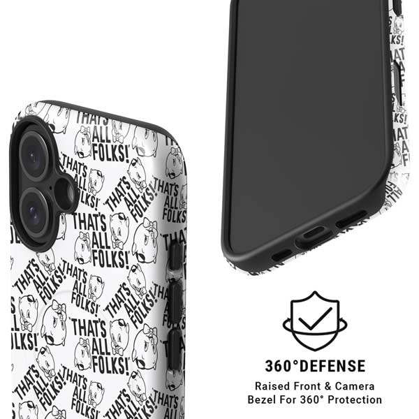 Looney Tunes Porky Pig Black and White iPhone 16 Plus Magsafe Impact Case
