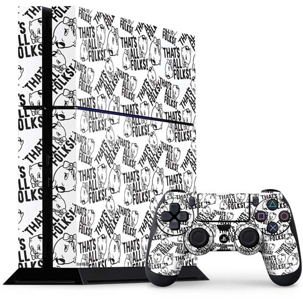 Looney Tunes Porky Pig Black and White PlayStation PS4 Skins
