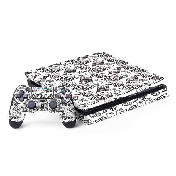 Looney Tunes Porky Pig Black and White PlayStation PS4 Skins