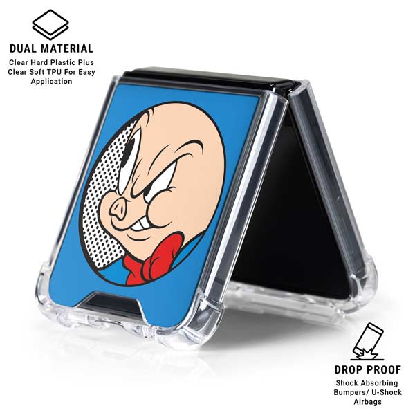 Looney Tunes Porky Pig Two Circles Galaxy Z Flip7 Clear Case
