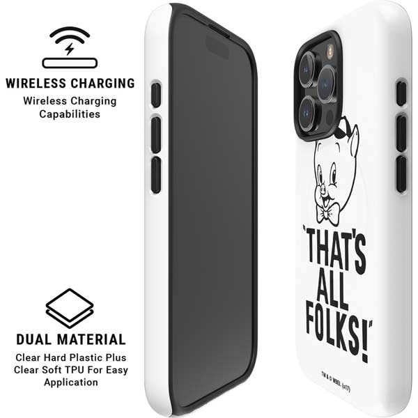 Looney Tunes Porky Thats All Folks Grid iPhone 16 Pro Magsafe Impact Case