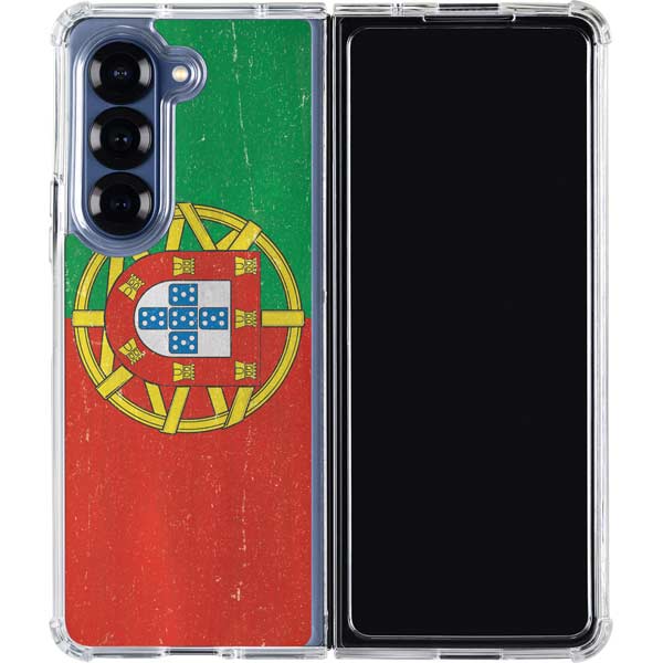 Portugal Flag Distressed Galaxy Z Fold7 Clear Case