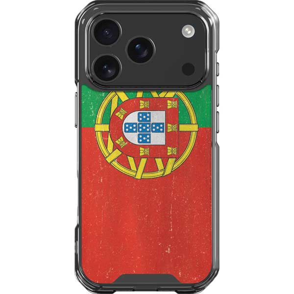 Portugal Flag Distressed iPhone 17 Pro Clear Case
