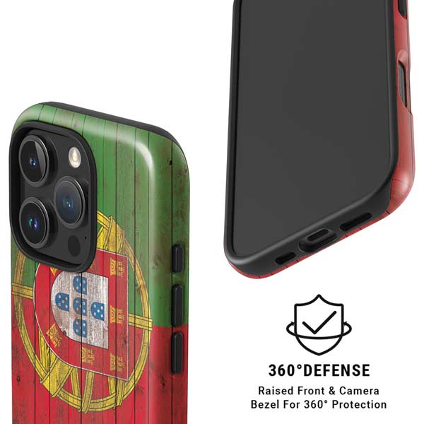 Portuguese Flag Dark Wood iPhone 16 Pro Magsafe Impact Case