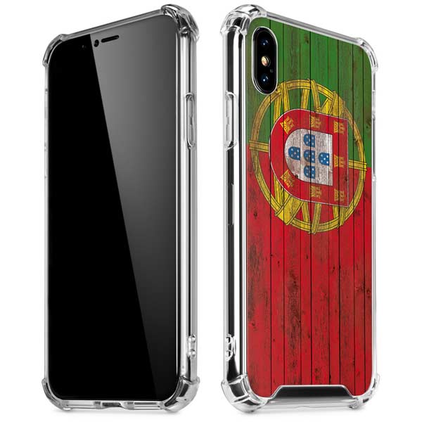 Portuguese Flag Dark Wood iPhone X/XS Clear Case