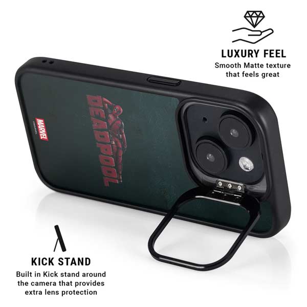 Marvel Deadpool Legacy Posing Deadpool iPhone 15 Plus Kickstand Case