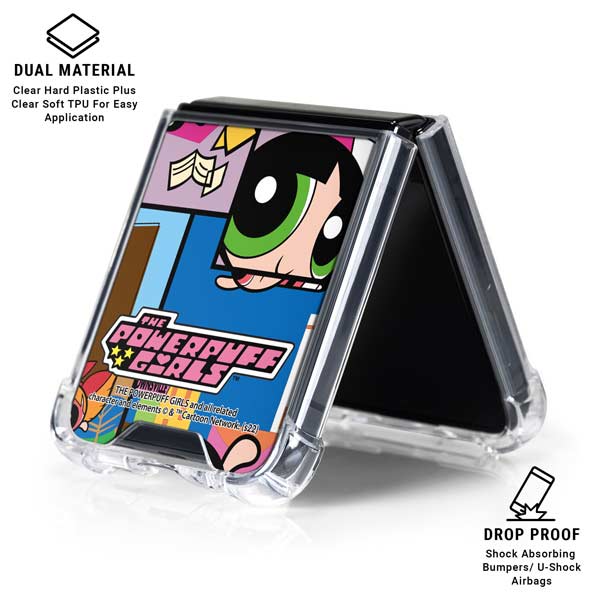 Cartoon Network Powerpuff Girls Patches Galaxy Z Flip7 Clear Case