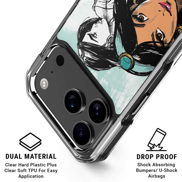 Disney Princess Jasmine Sketch iPhone 17 Pro Clear Case