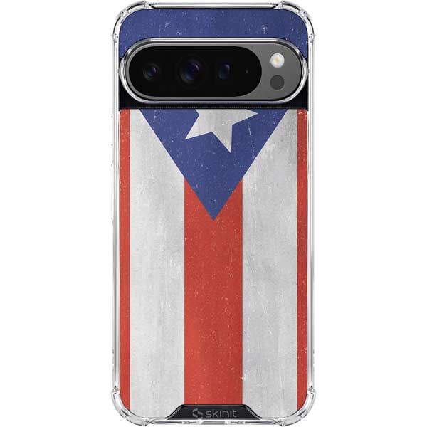 Puerto Rico Flag Distressed Google Pixel 10 Pro XL Clear Case