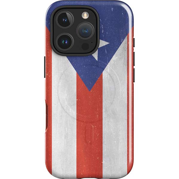 Puerto Rico Flag Distressed iPhone 16 Pro Magsafe Impact Case