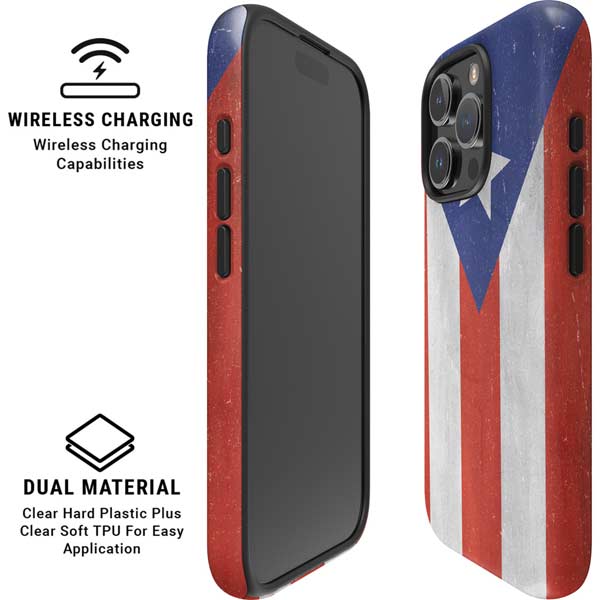 Puerto Rico Flag Distressed iPhone 16 Pro Magsafe Impact Case