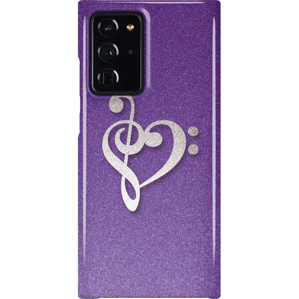 Purple Glitter Musical Heart Galaxy Cases