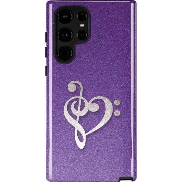 Purple Glitter Musical Heart Galaxy Cases