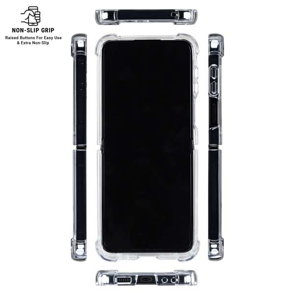 Purple Glitter Musical Heart Galaxy Z Flip7 Clear Case