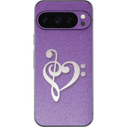Purple Glitter Musical Heart Google Pixel 10 Pro XL Skin