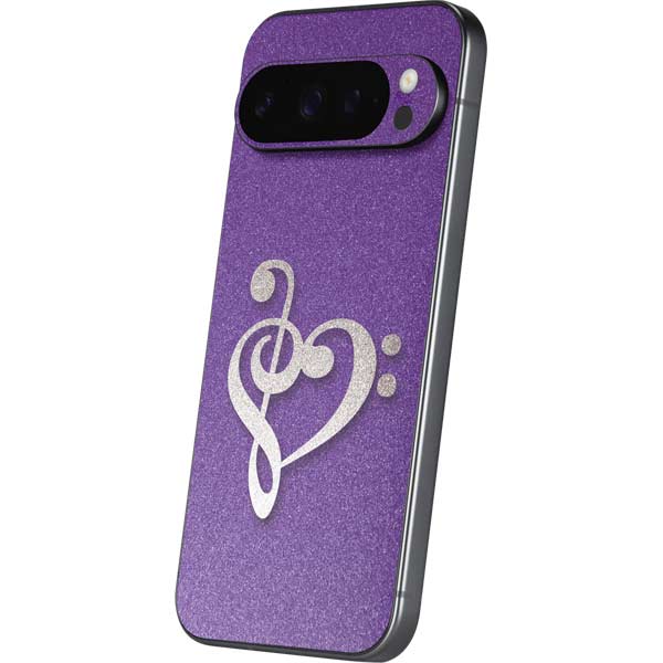Purple Glitter Musical Heart Google Pixel 10 Pro XL Skin