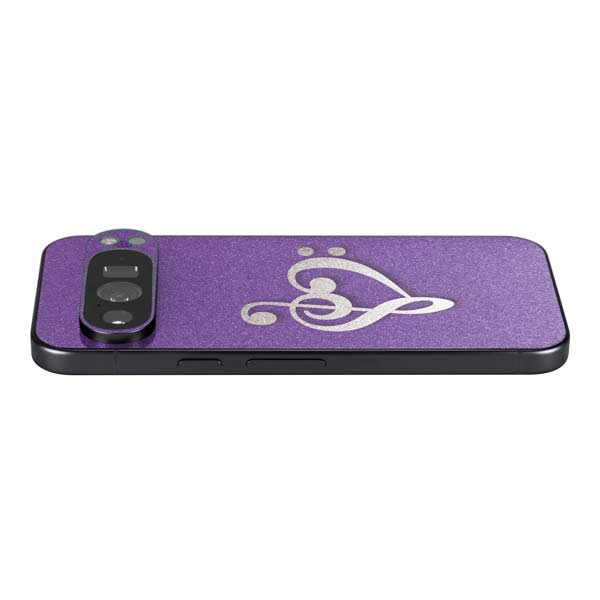 Purple Glitter Musical Heart Google Pixel 10 Pro XL Skin