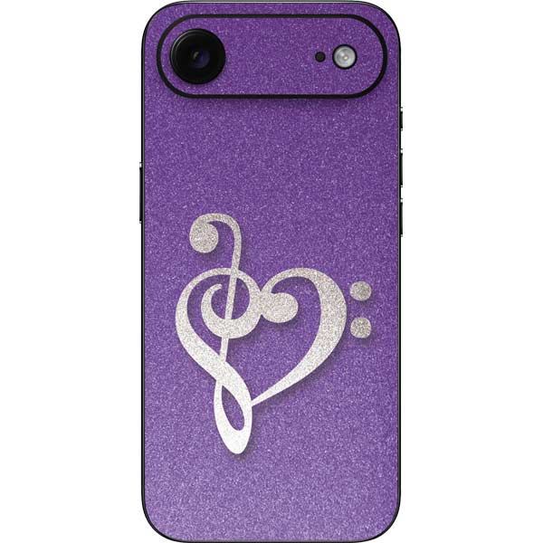 Purple Glitter Musical Heart iPhone 17 Air Skin