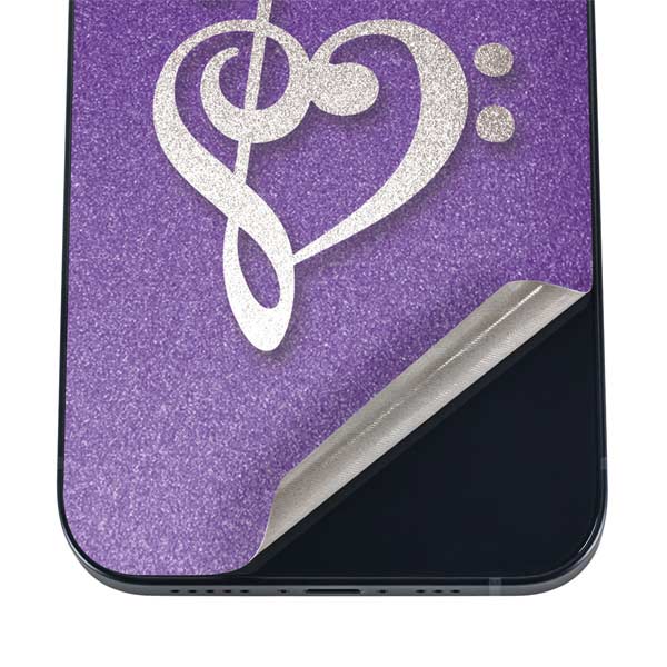Purple Glitter Musical Heart iPhone 17 Air Skin