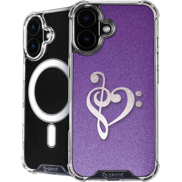 Purple Glitter Musical Heart iPhone 17 MagSafe Case