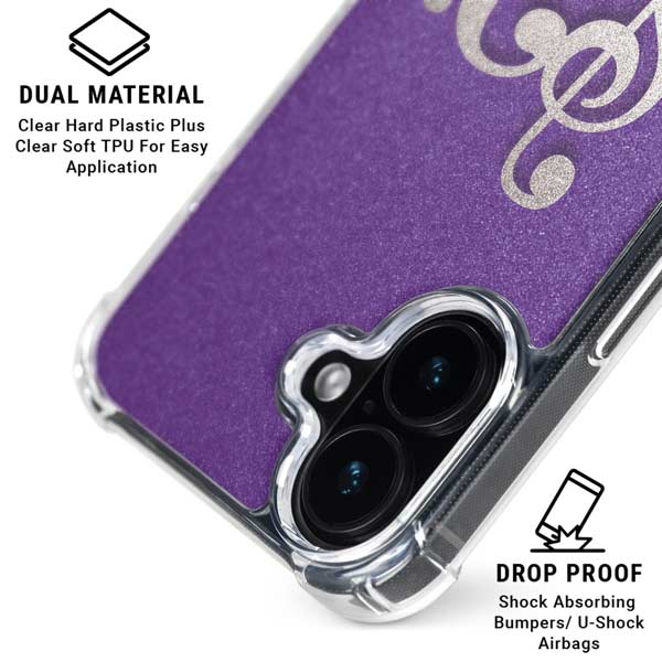 Purple Glitter Musical Heart iPhone 17 MagSafe Case