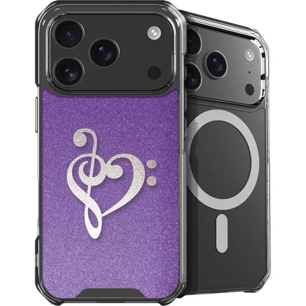Purple Glitter Musical Heart iPhone 17 Pro Max MagSafe Case