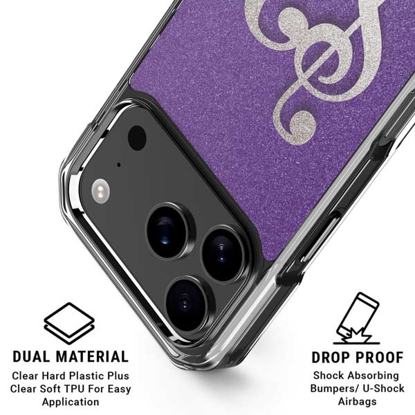 Purple Glitter Musical Heart iPhone 17 Pro Max MagSafe Case