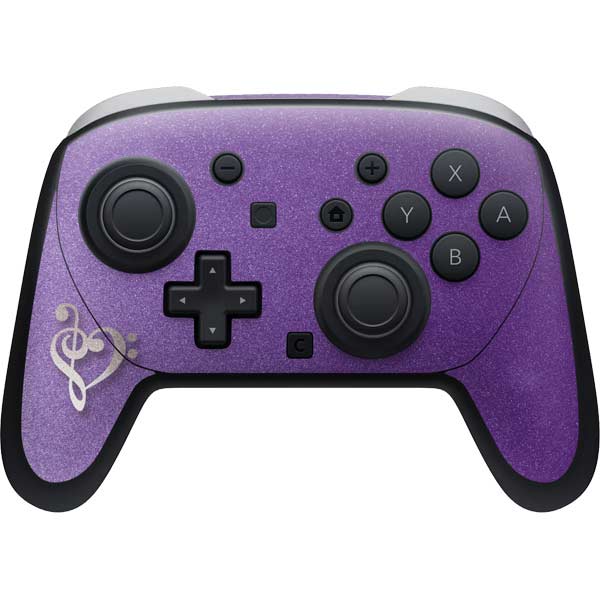 Purple Glitter Musical Heart Nintendo Switch 2 (2025) Pro Controller Skin