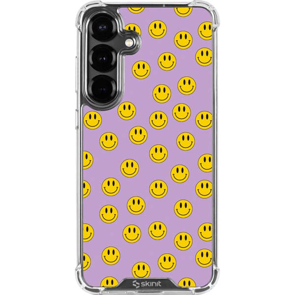 Purple Happy Face Pattern Galaxy S26 Clear Case